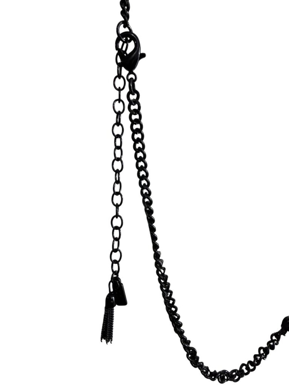 NEW Simply Vera Vera Wang Black Wire Flower Necklace Rhinestones Chain Goth - Picture 5 of 6